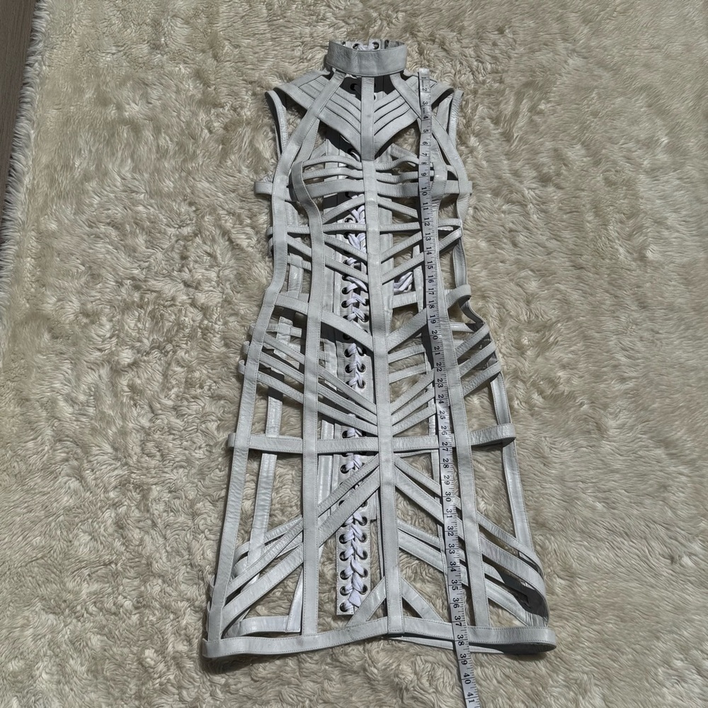 Ritual Fashion White Leather Cage Harness Dress - Size XS - Picture 8 of 8